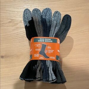 Weatherproof Men's Wool Blend Crew Socks - Black, Gray, Navy, Brown Mix